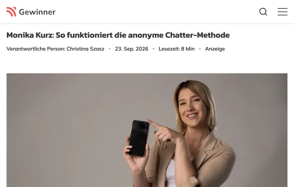 Der Artikel bei Gewinner.de, Bildschirmfoto